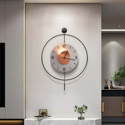 Battery Operated Round LED Hanging Metal Wall Clock-Lighom