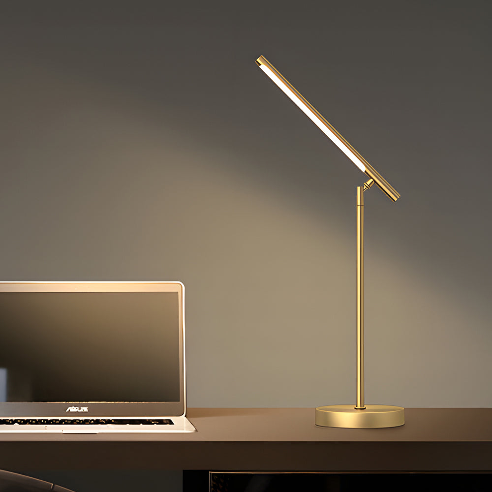 Copper Linear Brass LED Desk Lamp with Adjustable Angle for Focused Lighting-Lighom