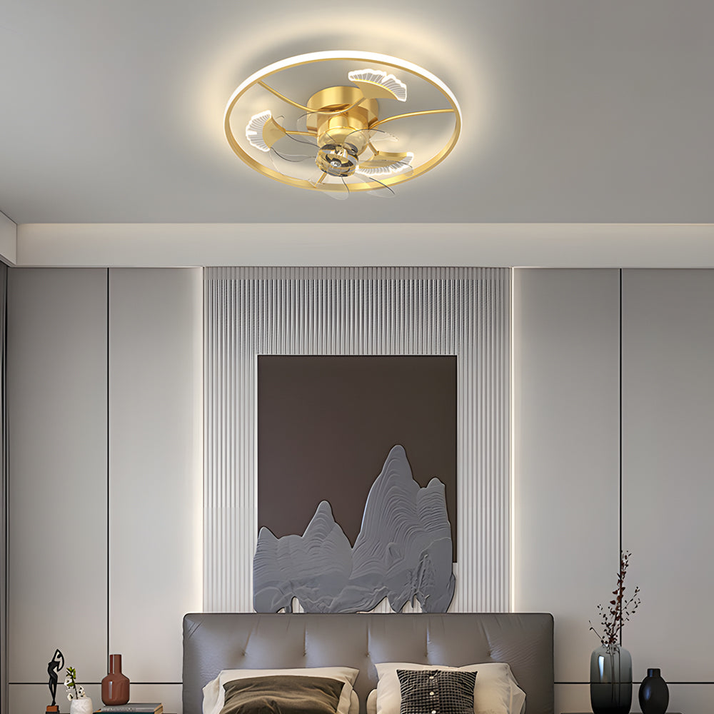 Leaf ginkgo synthetic ceiling fans for office — Brushed Gold