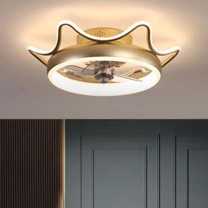 Nordic Round Wrought Iron LED Flush Mount Fan Light