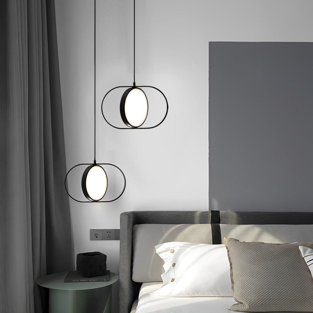 Adjustable Round Dimmable Black Modern LED Pendant