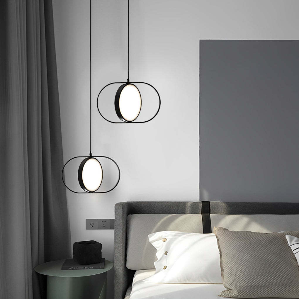 Adjustable Round Dimmable Black Modern LED Pendant