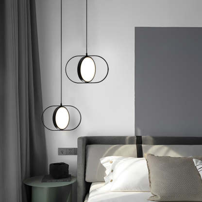 Adjustable Round Dimmable Black Modern LED Pendant
