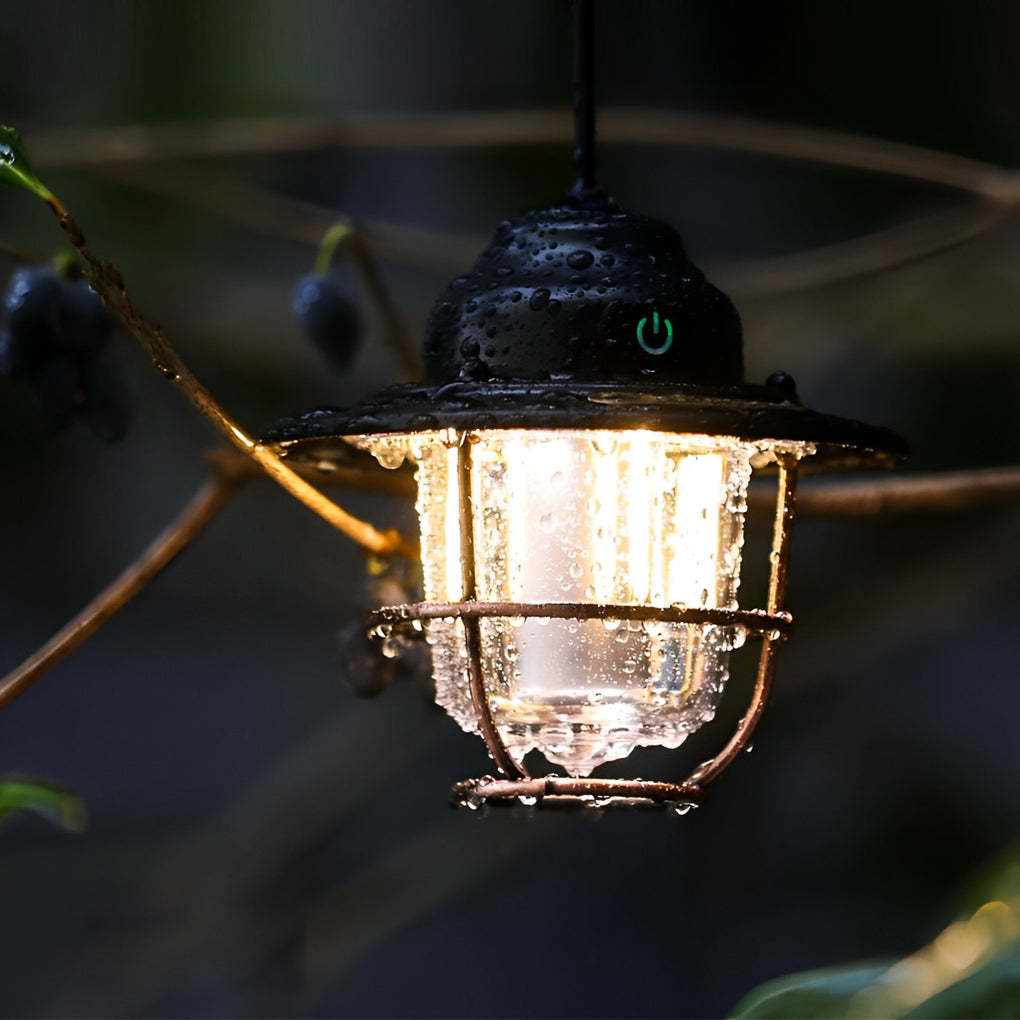 Round LED Waterproof USB Rechargeable Retro Outdoor Light Camping Lamp-Lighom