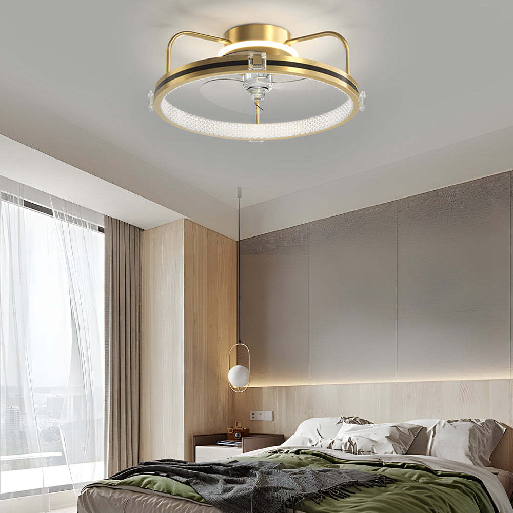 Round Mute 3-Step LED Silent Flush Mount Ceiling Fan