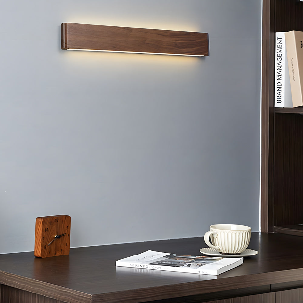 Linear Walnut Wood LED Wall Sconce-Lighom