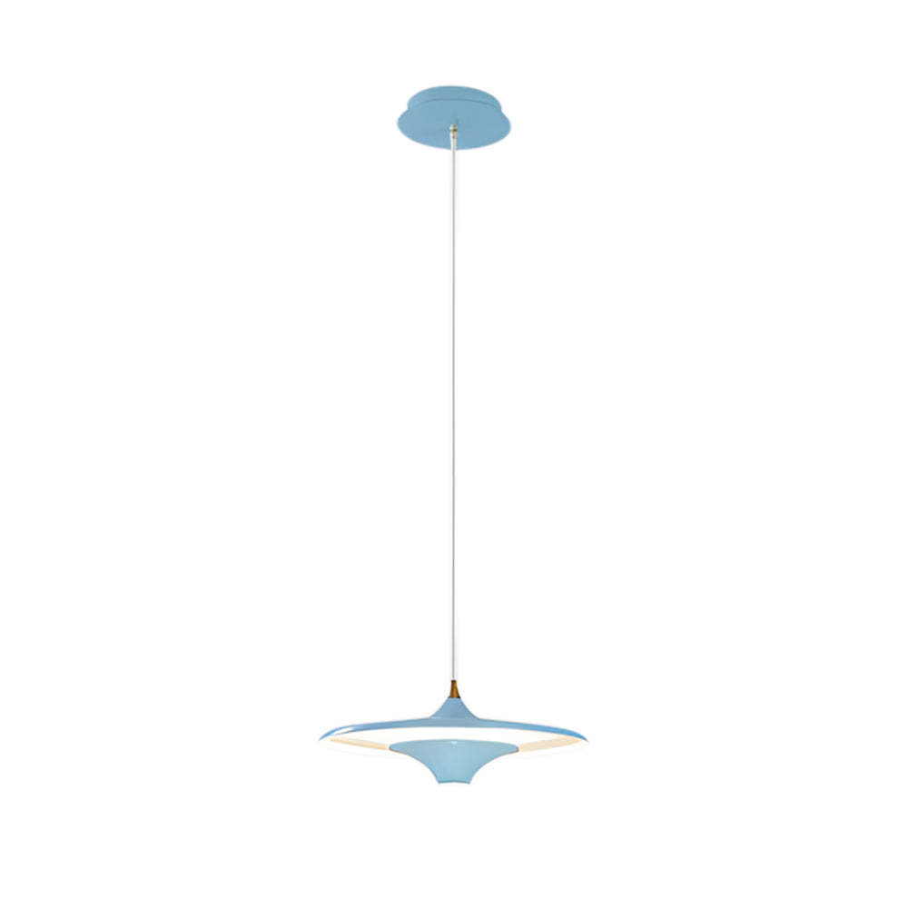 13.8" 1-Light Round UFO LED Metal Small Spaceship Pendant