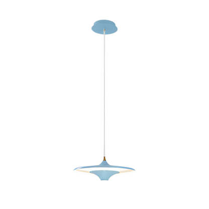 13.8" 1-Light Round UFO LED Metal Small Spaceship Pendant