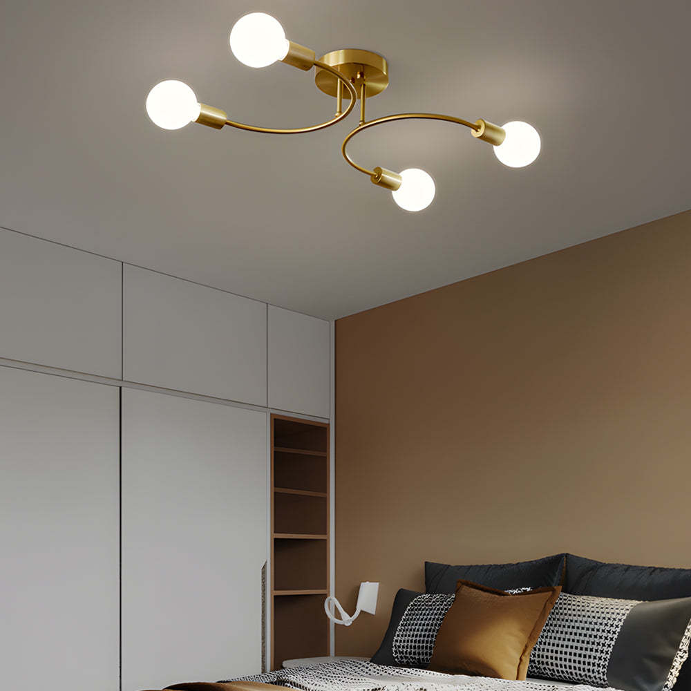 Curved Arm White Shade Modern Ceiling Light