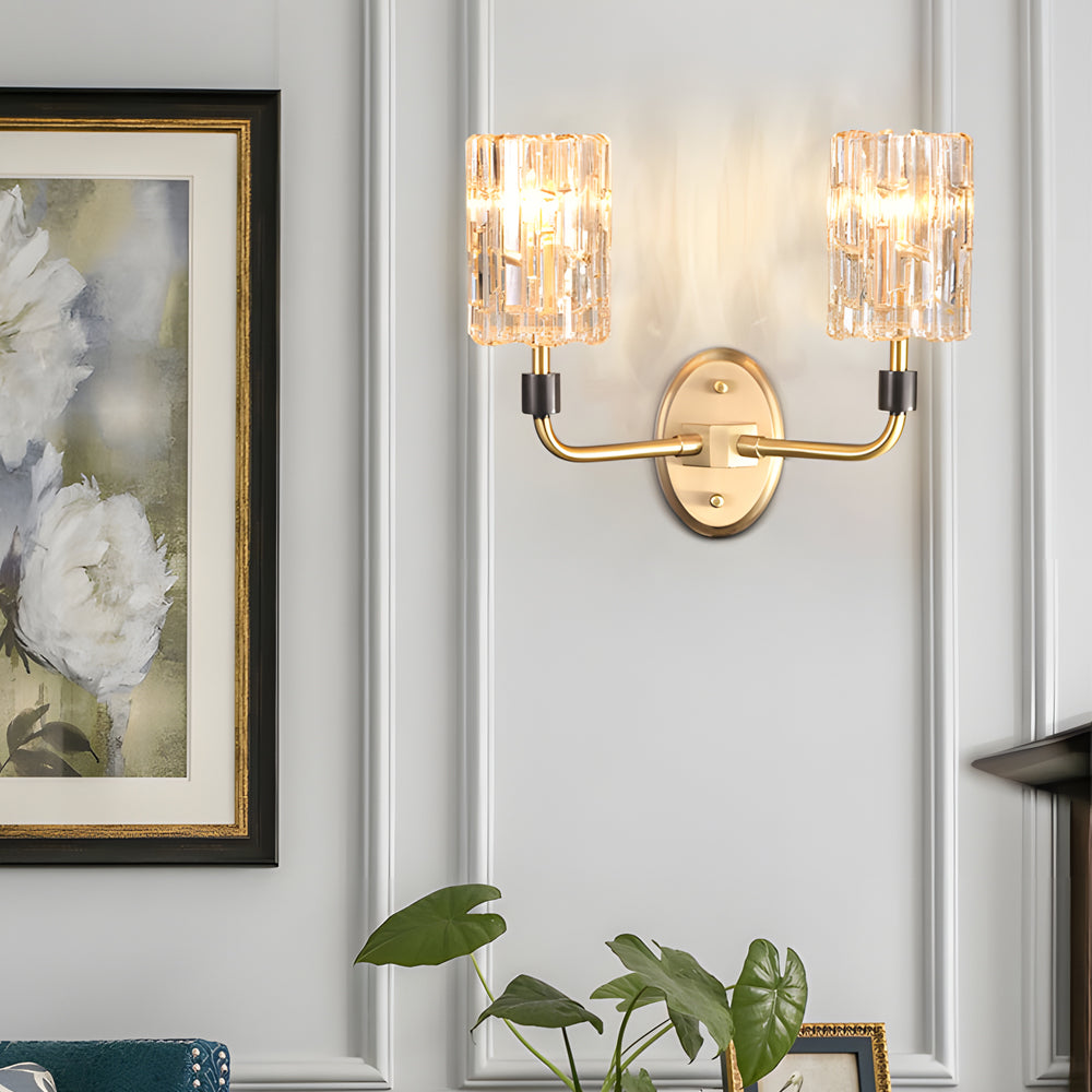 Luxury Copper Armed Crystal Modern Wall Sconce