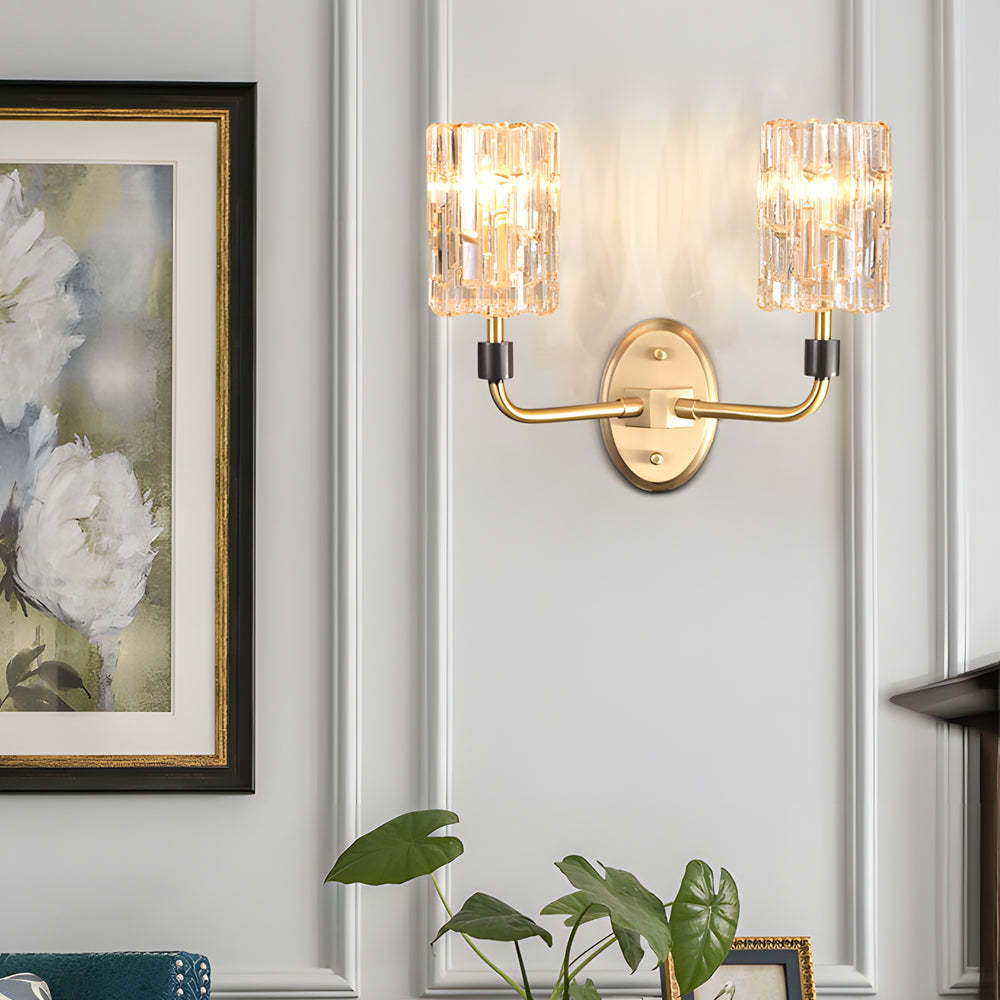 Luxury Copper Armed Crystal Modern Wall Sconce