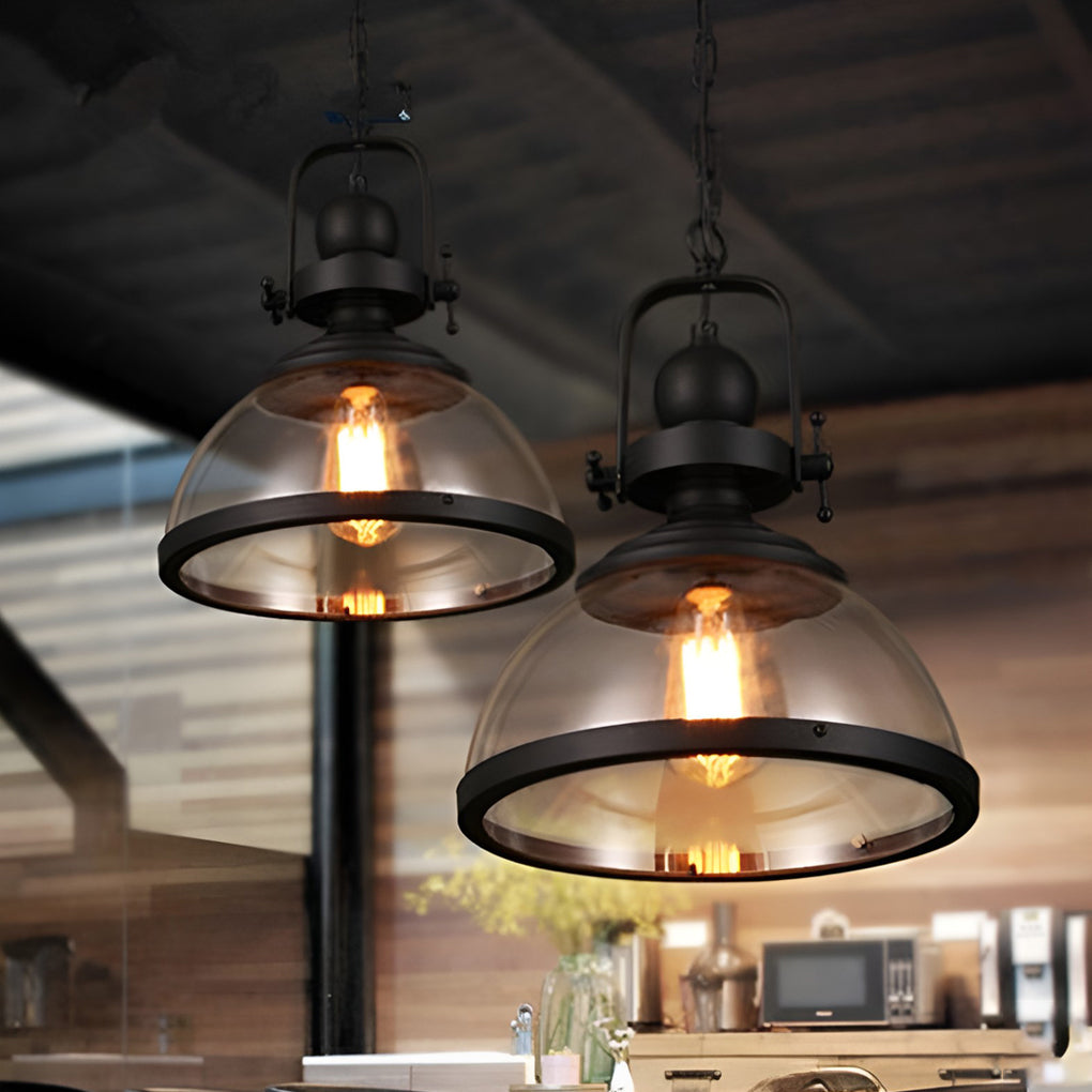Antique Glass Iron Retro Industrial Dining Pendant Light