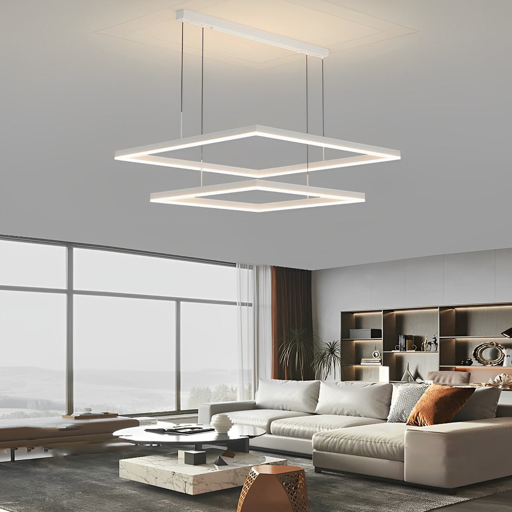 Modern ultra rings white pendant lighting in synthetic — 24" & 31"