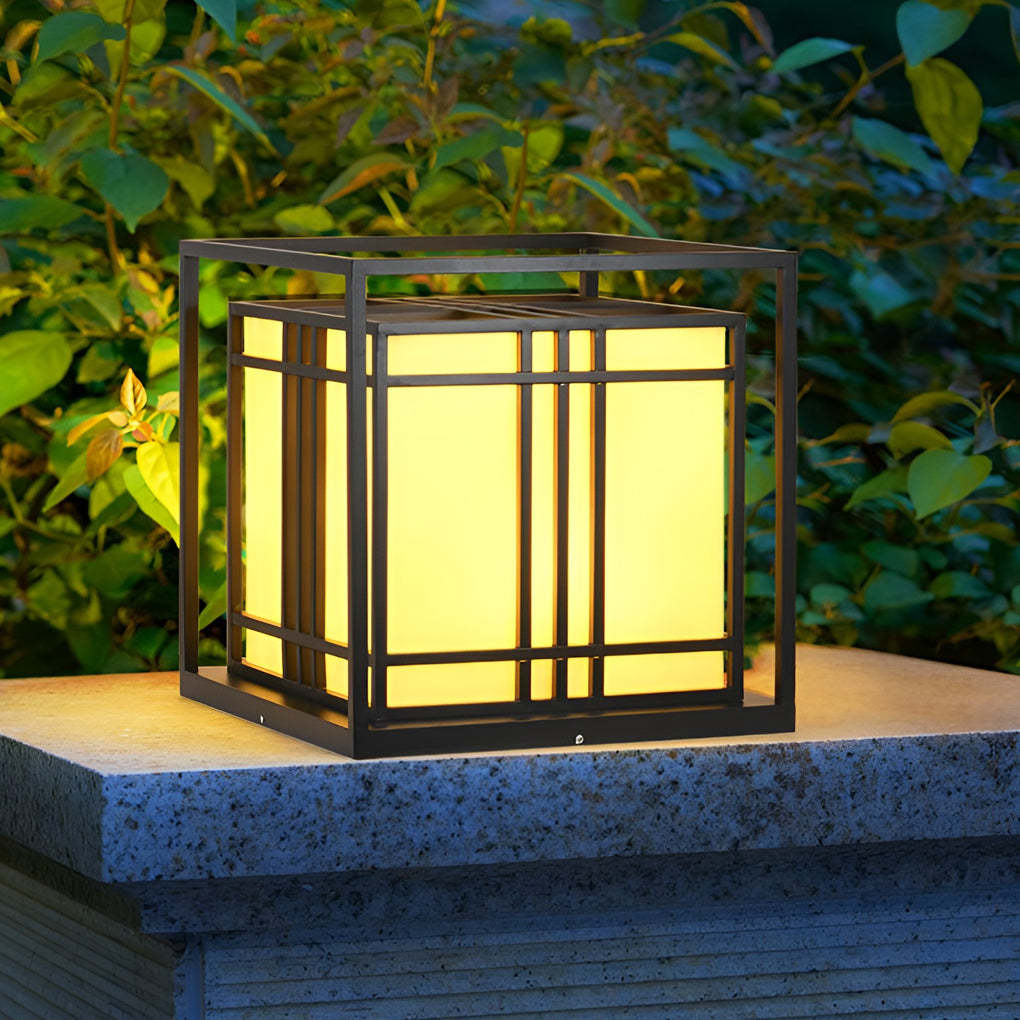 Retro Square Waterproof LED Black Modern Outdoor Post Caps Lights-Lighom