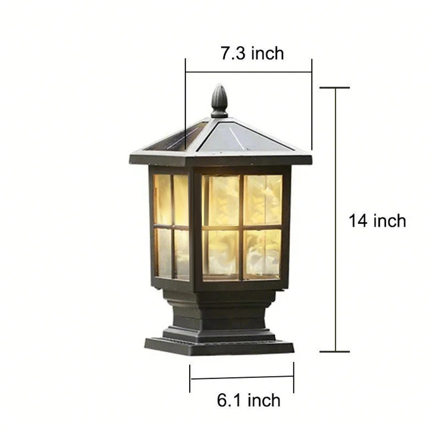 Traditional Square Waterproof LED Black Classic Solar Post Caps Lights-Lighom
