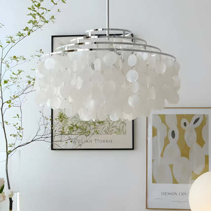Seashell Disc Chain Pendant Chandelier — Chrome / 31.5''