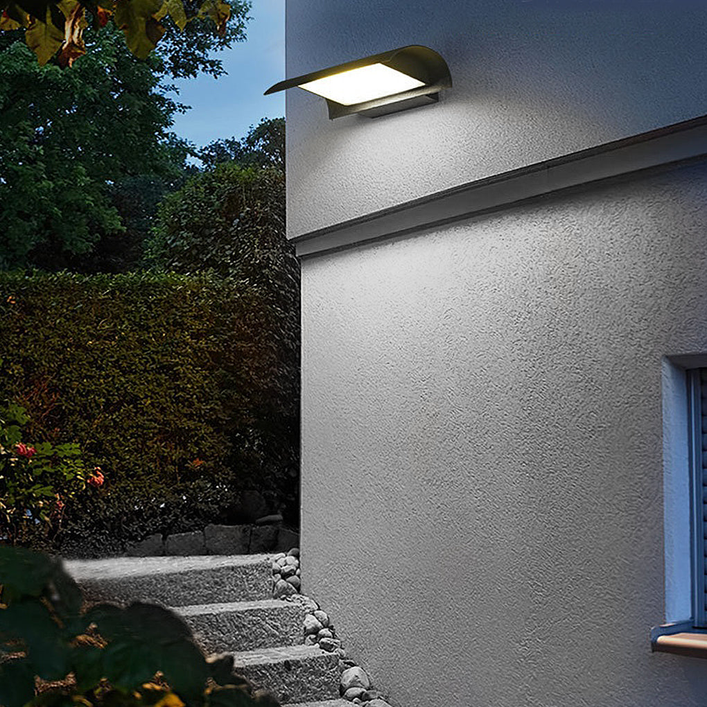 Modern curved black outdoor wall lighting, Lighom — 8" W x 7" H / Cool White (6000K) / Set of 2