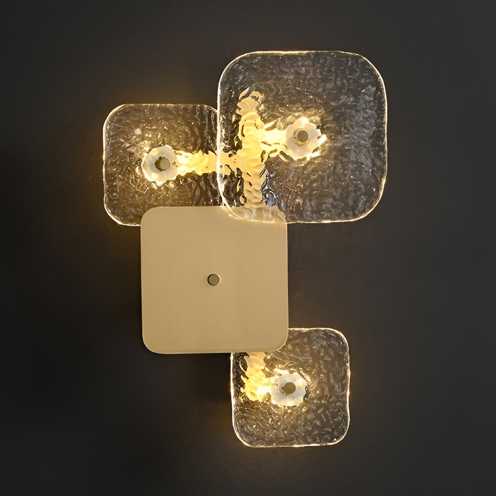Creative Rounded Square Glass Copper LED Modern Wall Sconce Lighting-Lighom