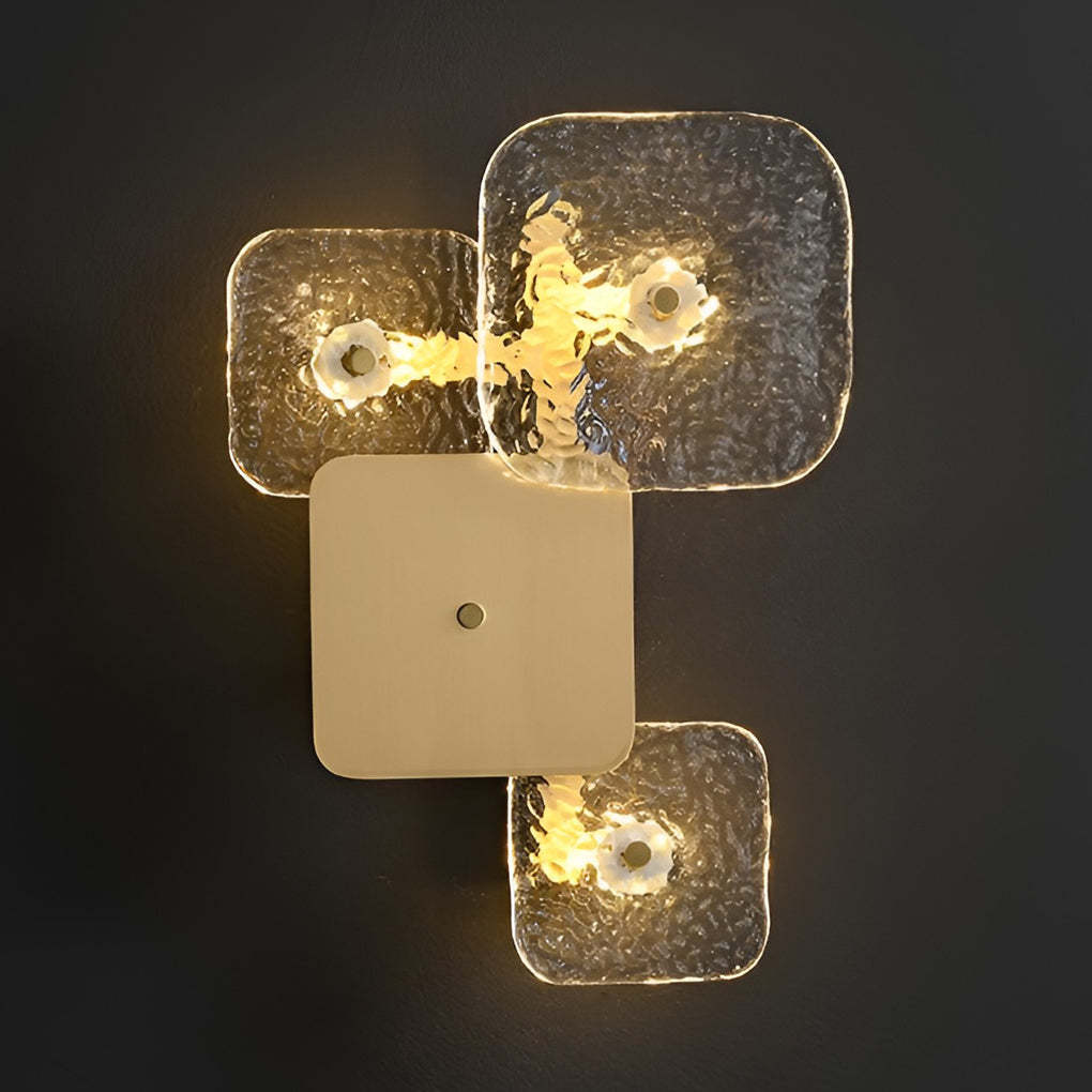 Creative Rounded Square Glass Copper LED Modern Wall Sconce Lighting-Lighom