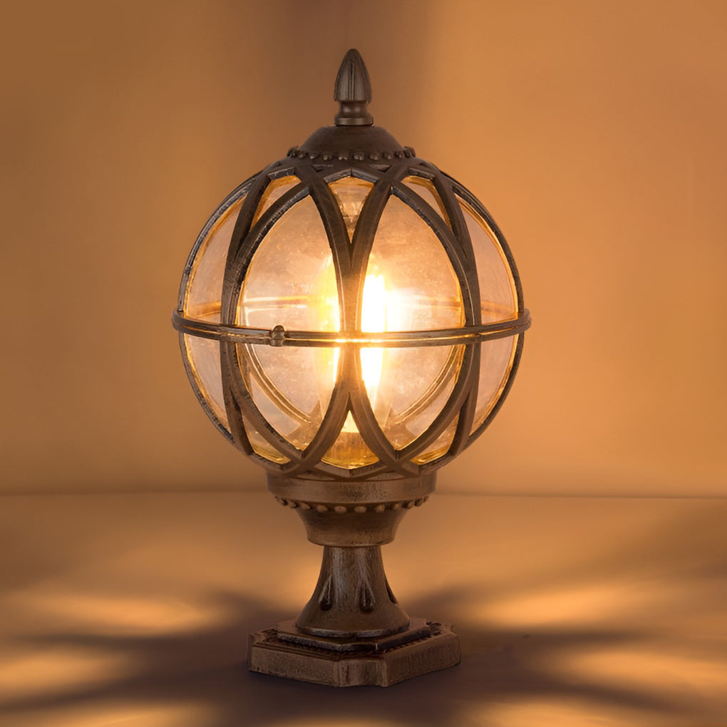 Round Glass E27 Waterproof European Style Outdoor Post Caps Lights-Lighom