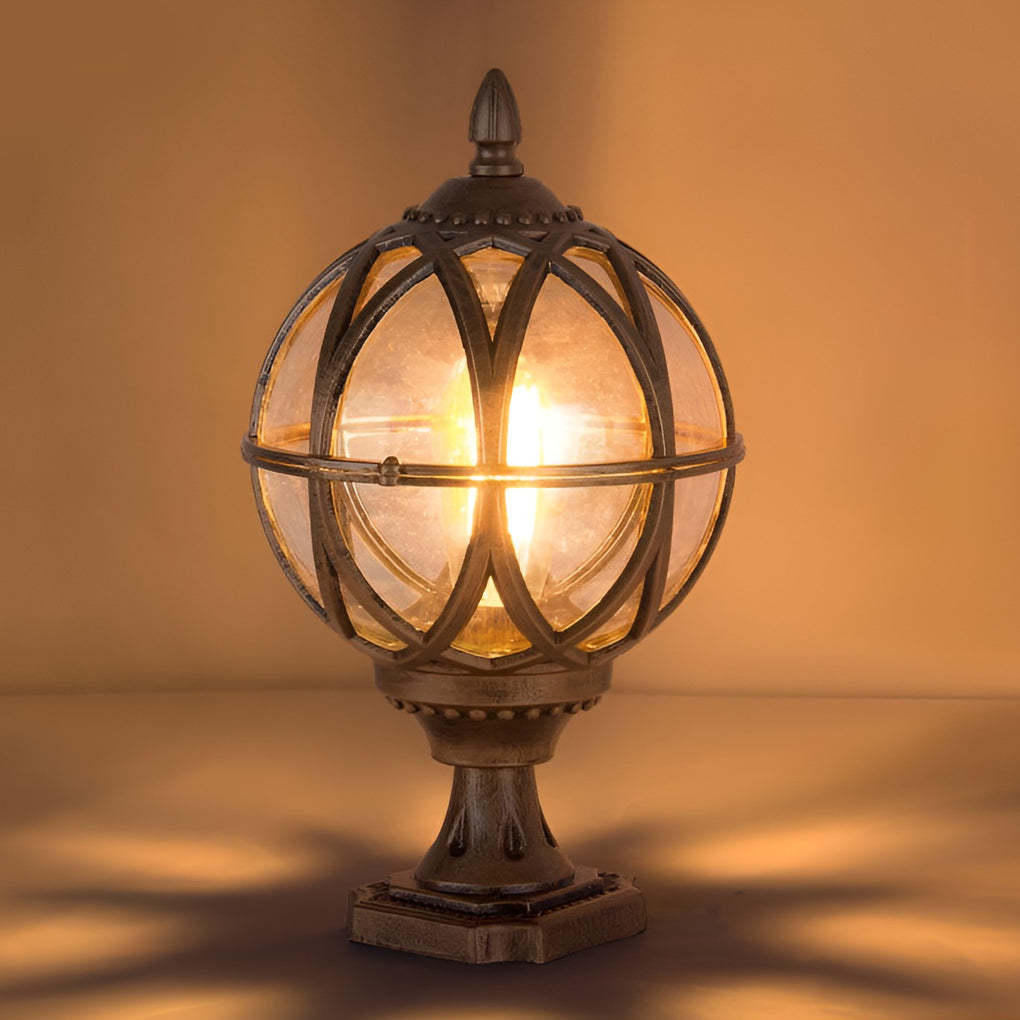 Round Glass E27 Waterproof European Style Outdoor Post Caps Lights-Lighom