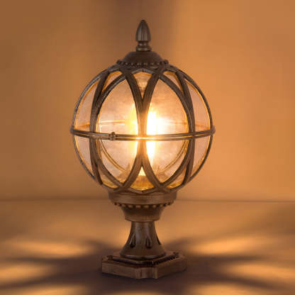 Round Glass E27 Waterproof European Style Outdoor Post Caps Lights-Lighom