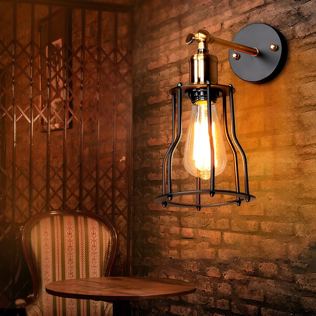 Adjustable Retro Iron E27 Waterproof Plug-In Wall Sconce