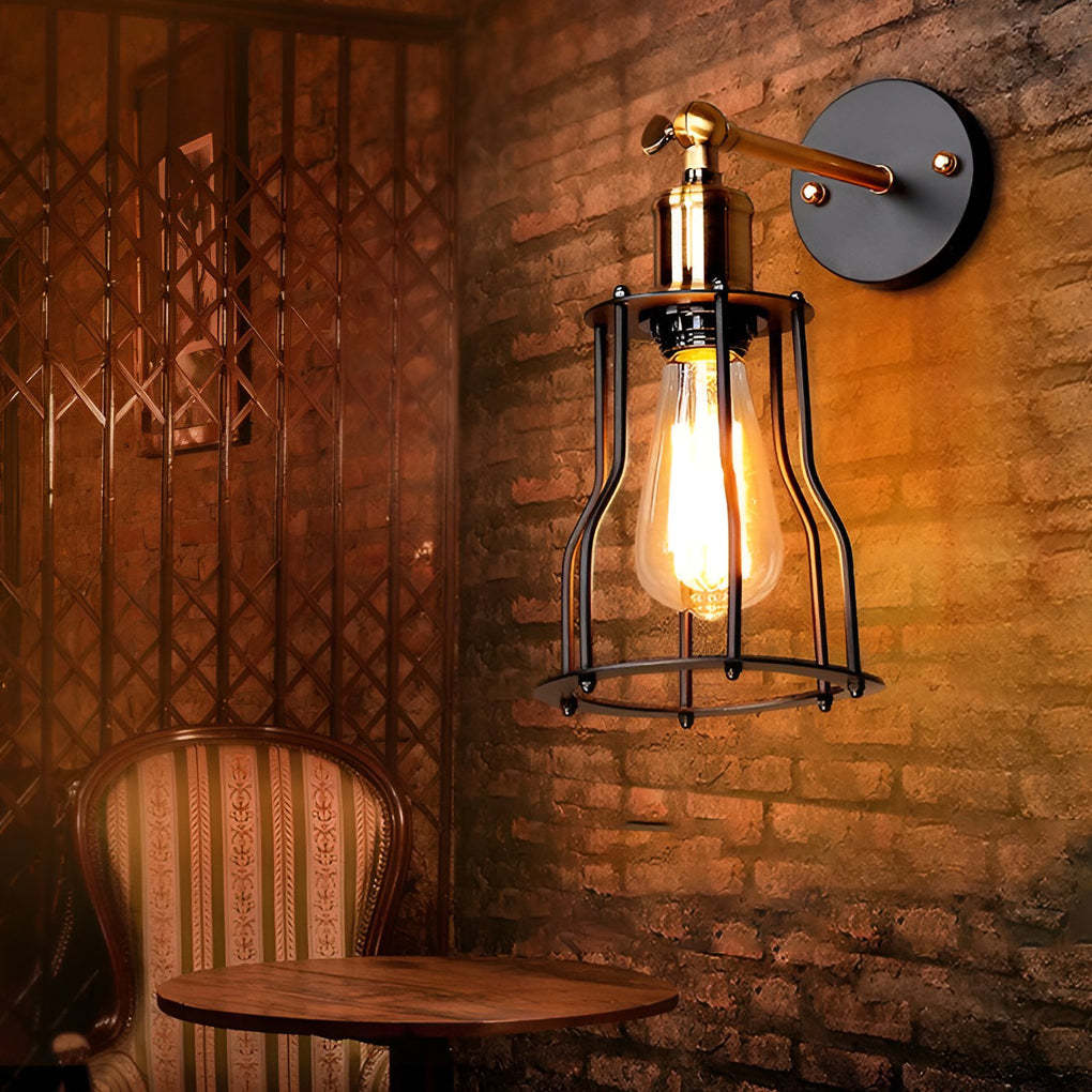 Adjustable Retro Iron E27 Waterproof Plug-In Wall Sconce