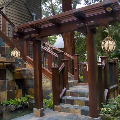 European-style Retro Pendant Aluminum Glass Hanging Ball Outdoor Ceiling Light-Lighom