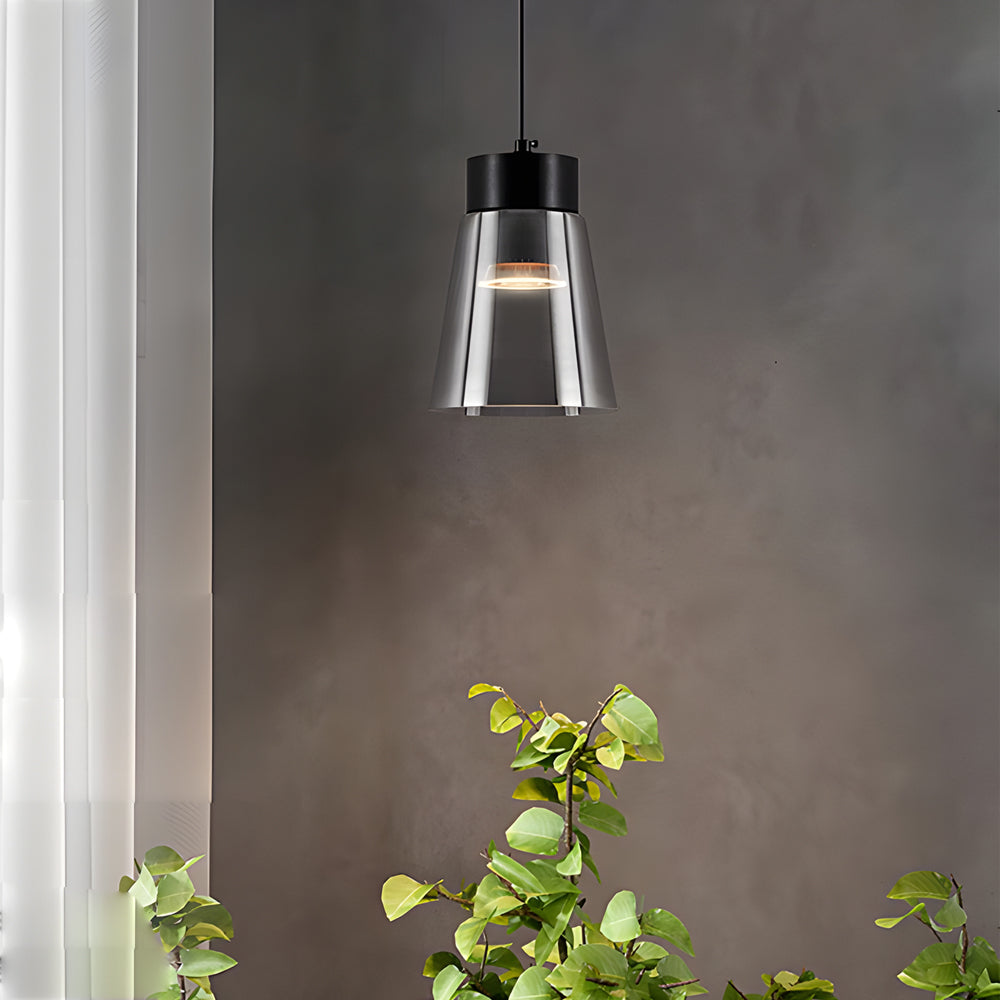 Minimalist Smoke Gray Glass COB Modern Pendant Chandelier