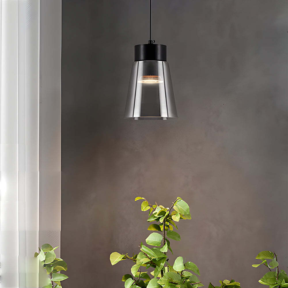 Minimalist Smoke Gray Glass COB Modern Pendant Chandelier