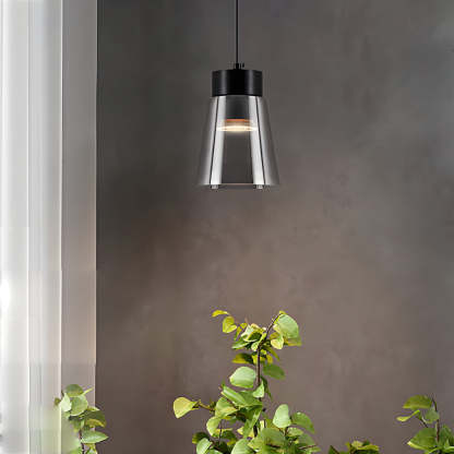 Minimalist Smoke Gray Glass COB Modern Pendant Chandelier