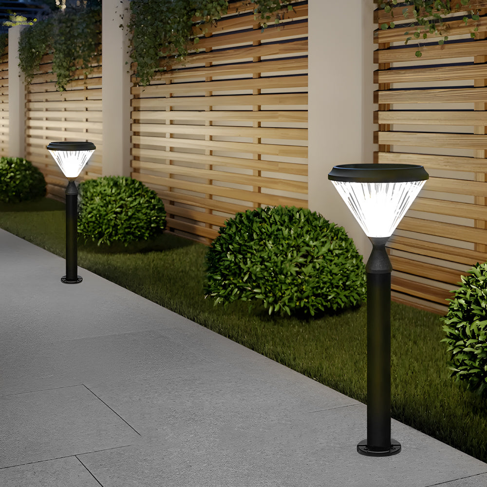 Black Solar LED Bollard Path Light — WARM WHITE