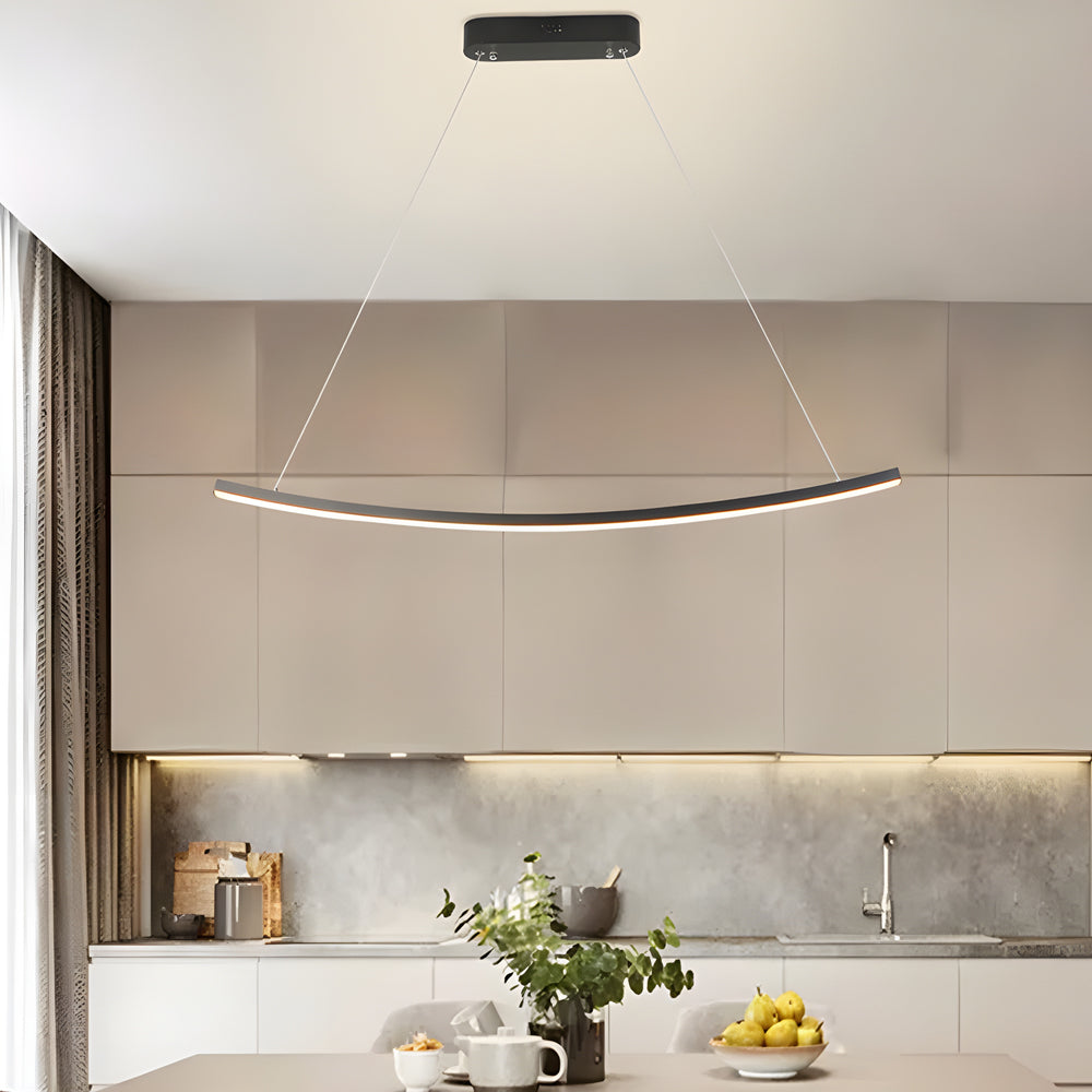 Modern Arcing Linear Pendant - Matte Black