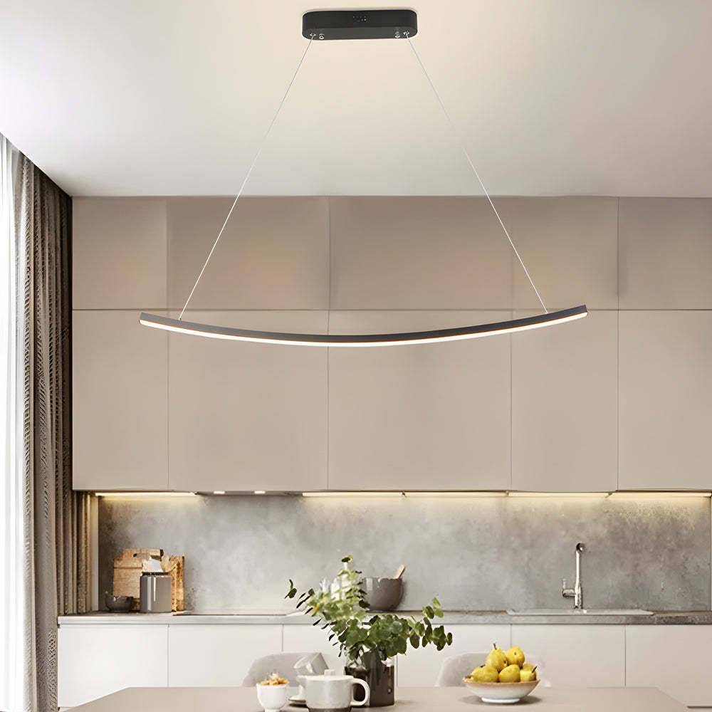 Modern Arcing Linear Pendant - Matte Black