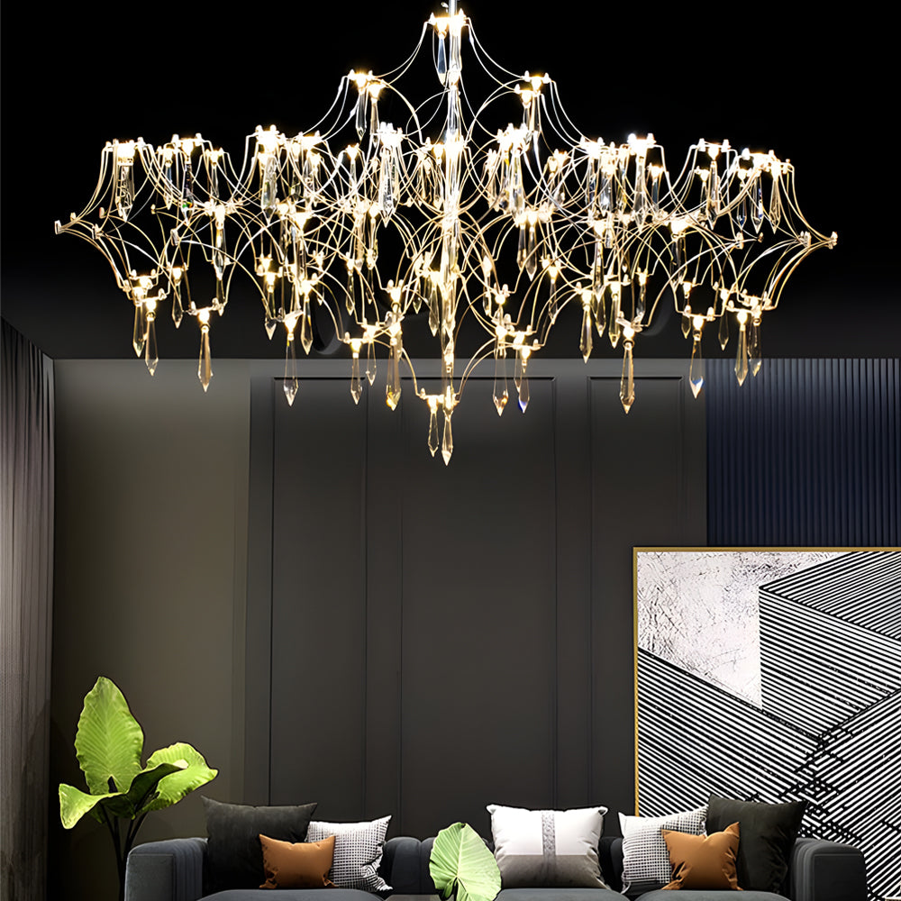 Stainless Steel Crystal Raindrop LED Italian Chandelier