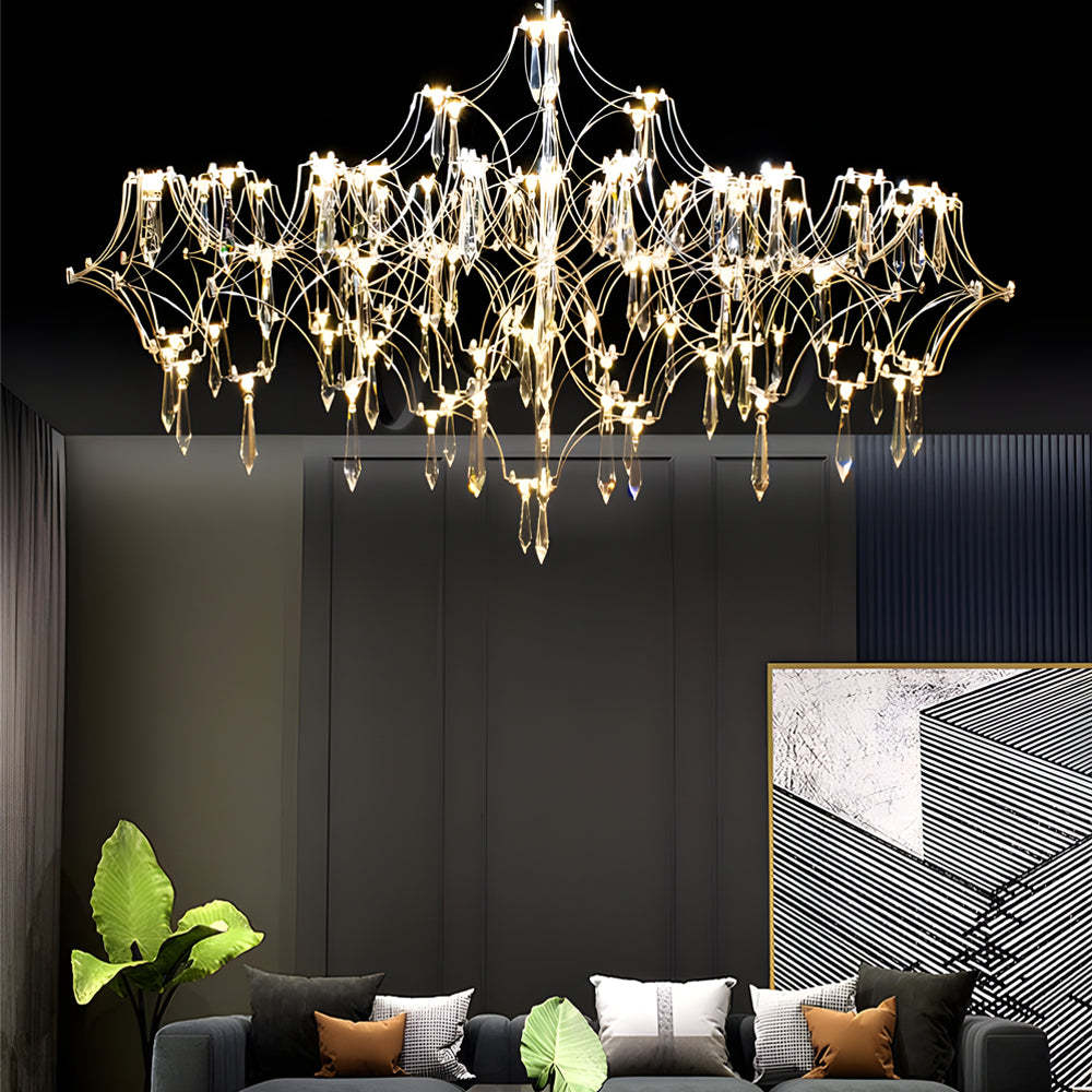Stainless Steel Crystal Raindrop LED Italian Chandelier