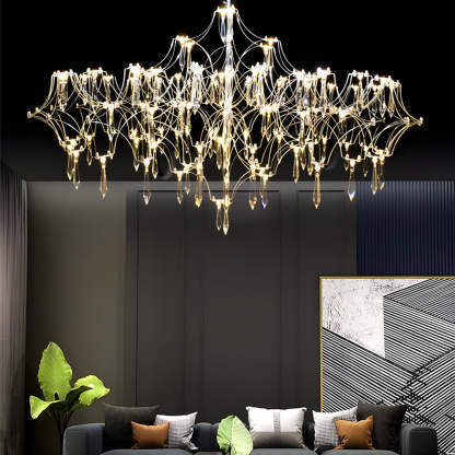 Stainless Steel Crystal Raindrop LED Italian Chandelier