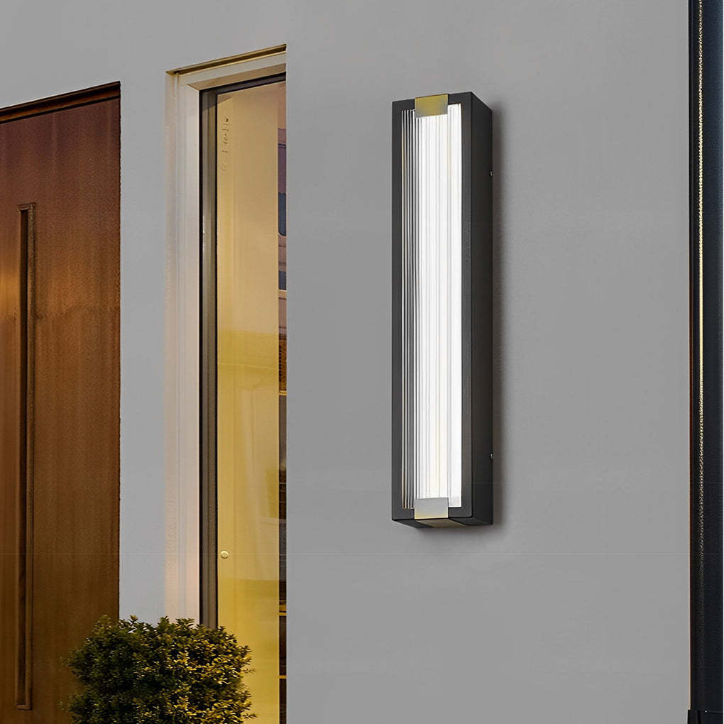 Rectangular Waterproof LED Black Modern Porch Lights Wall Sconces-Lighom