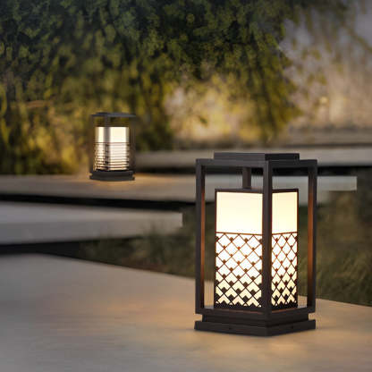 Retro Lantern Waterproof LED Black Modern Outdoor Lawn Lamp Solar Lights-Lighom