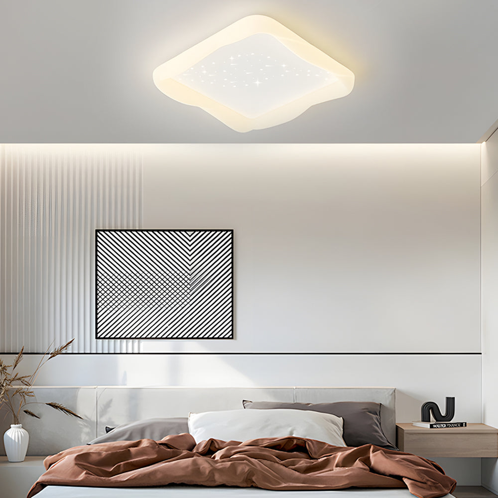 Square Star Milky White Modern Ceiling Light