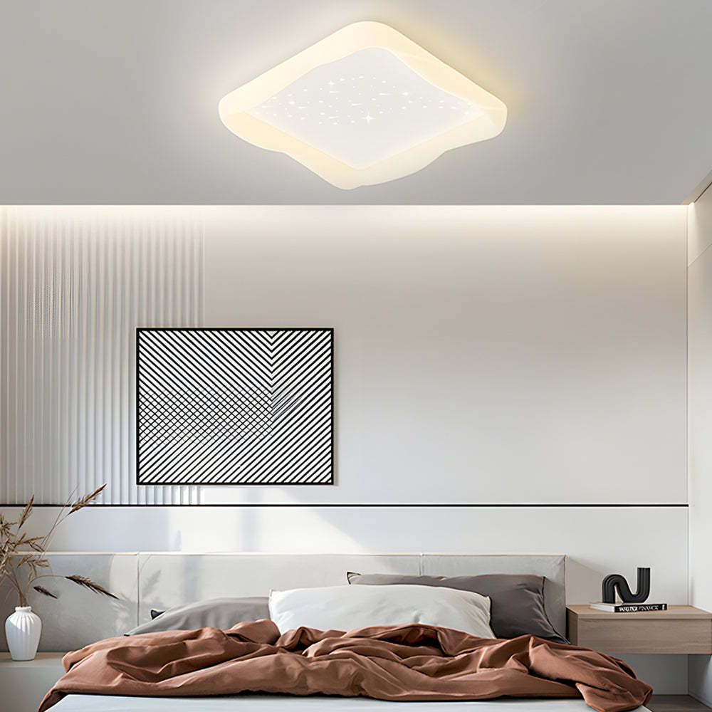 Square Star Milky White Modern Ceiling Light
