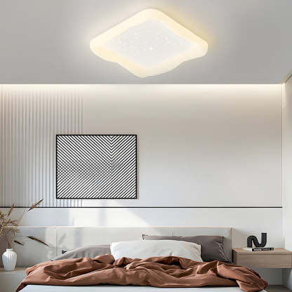 Square Star Milky White Modern Ceiling Light