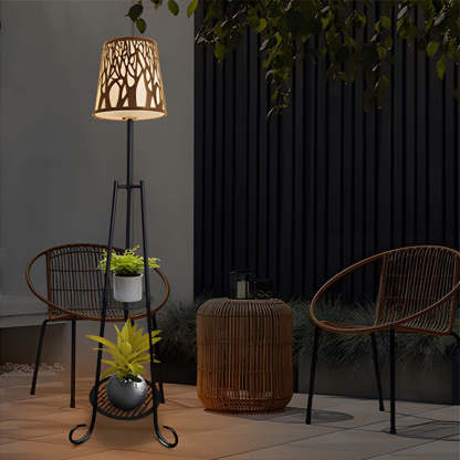 Modern Outdoor Floor Lamp with Shelves-Lighom