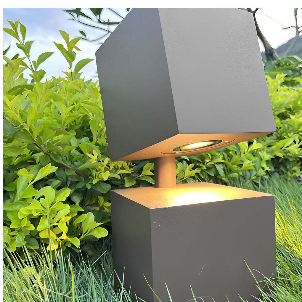 Creative Square Geometric Art Waterproof LED Modern Outdoor Lawn Light-Lighom