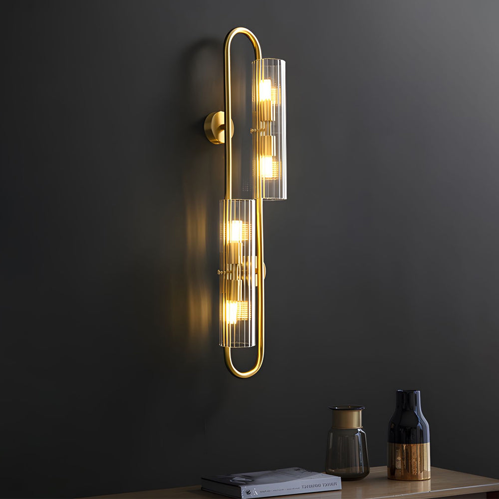 Modern Luxury 4-Light Oval Brass Wall Lamp with Clear Glass Shade-Lighom