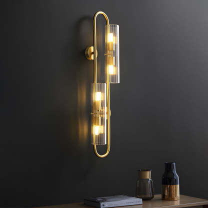Modern Luxury 4-Light Oval Brass Wall Lamp with Clear Glass Shade-Lighom
