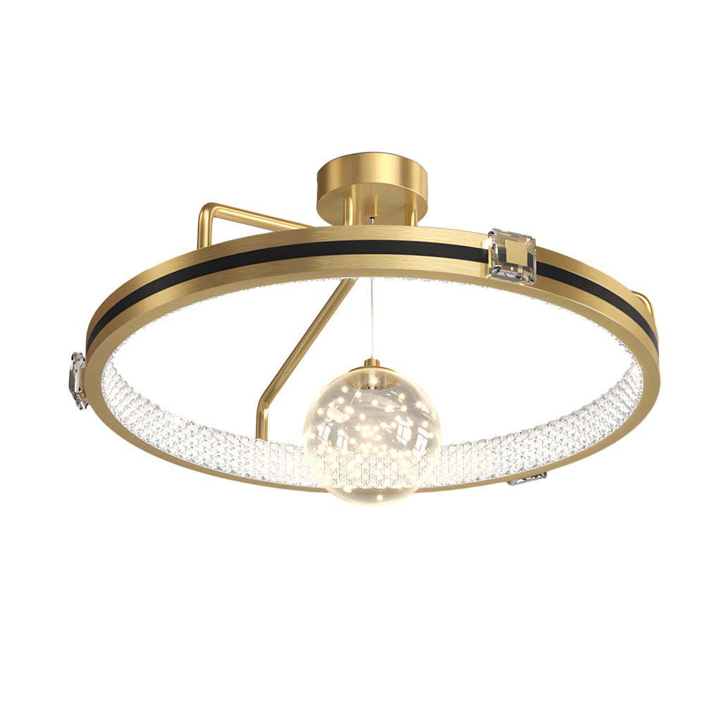 Ring Crystal Glass Ball Modern Ceiling Light