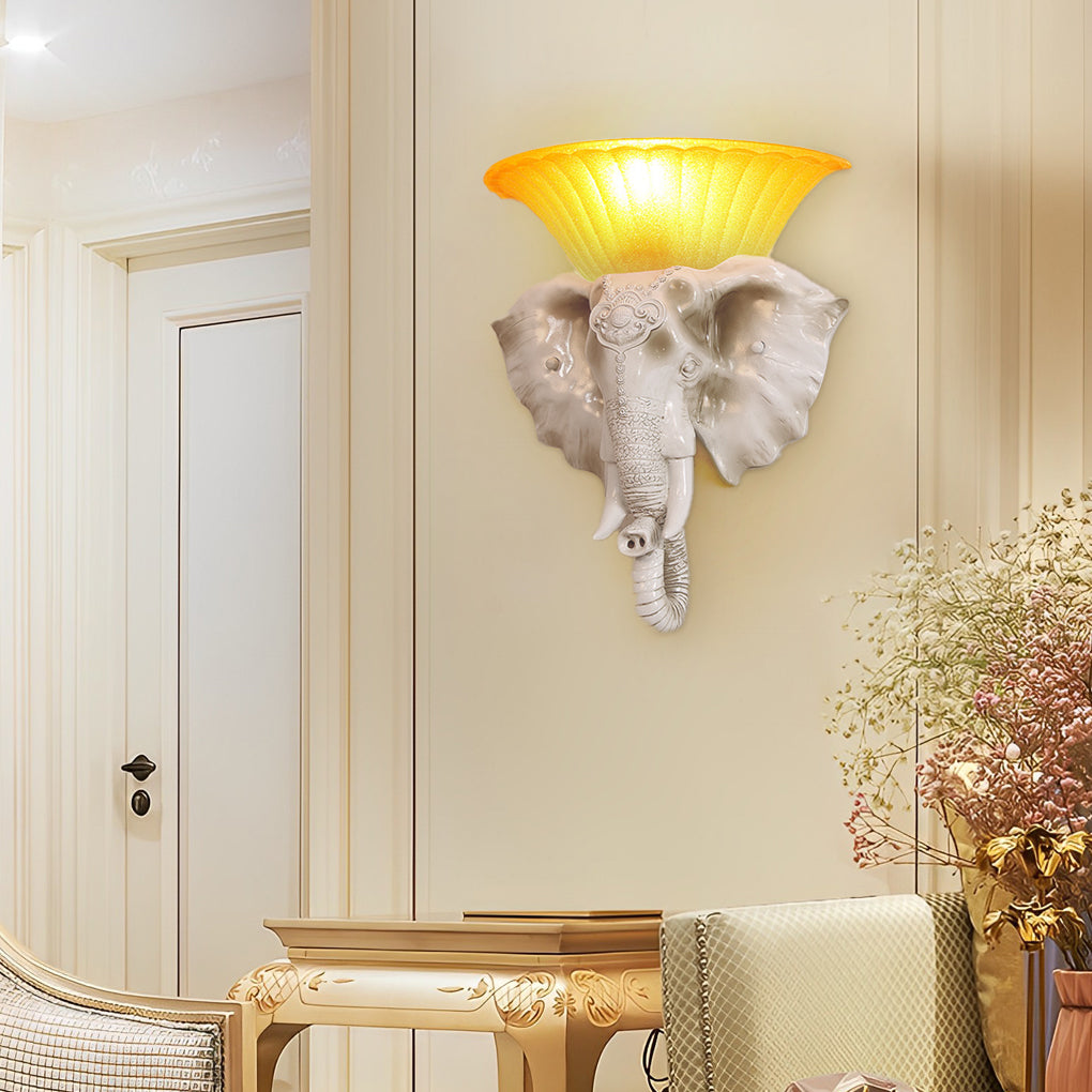 Cartoon Resin Elephant European Wall Sconce