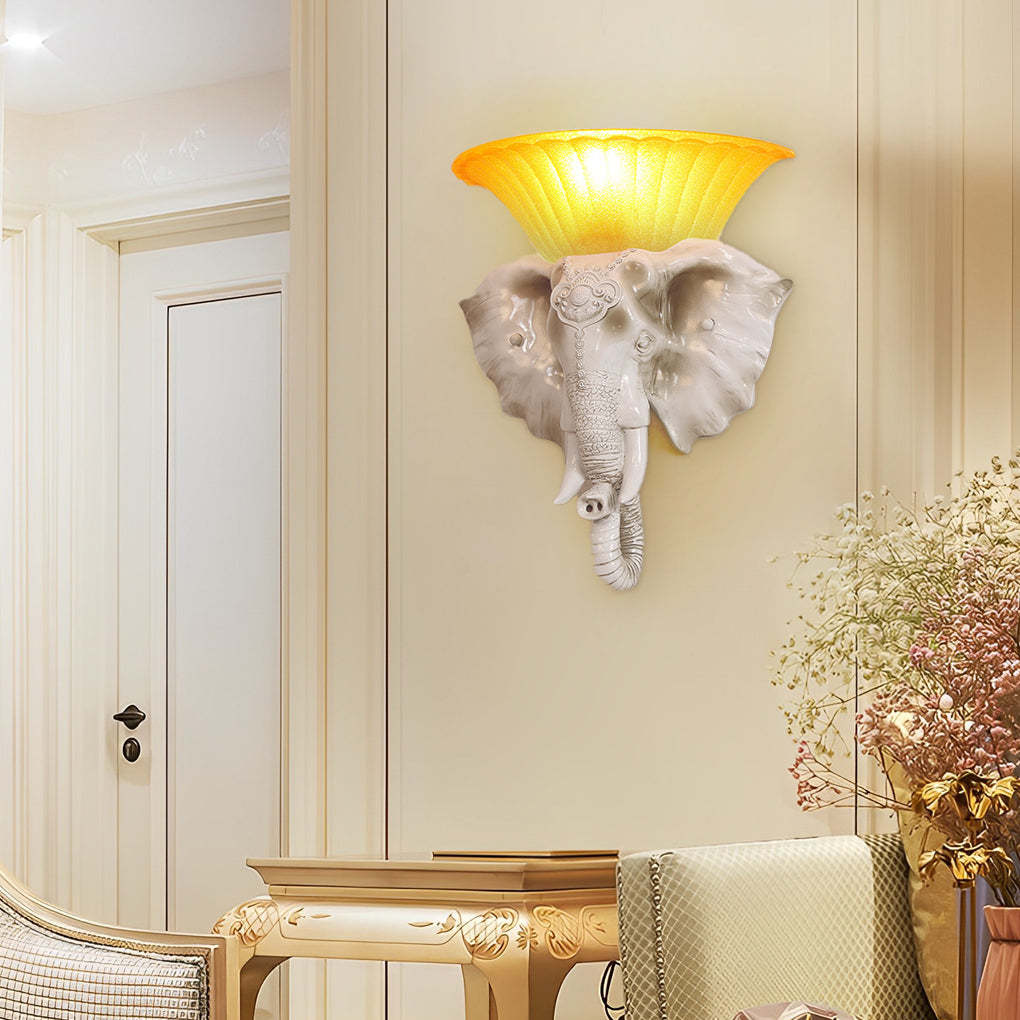 Cartoon Resin Elephant Shape Luxury European Style Wall Sconces Lighting-Lighom